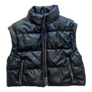 ZARA FAUX LEATHER PUFFER VEST